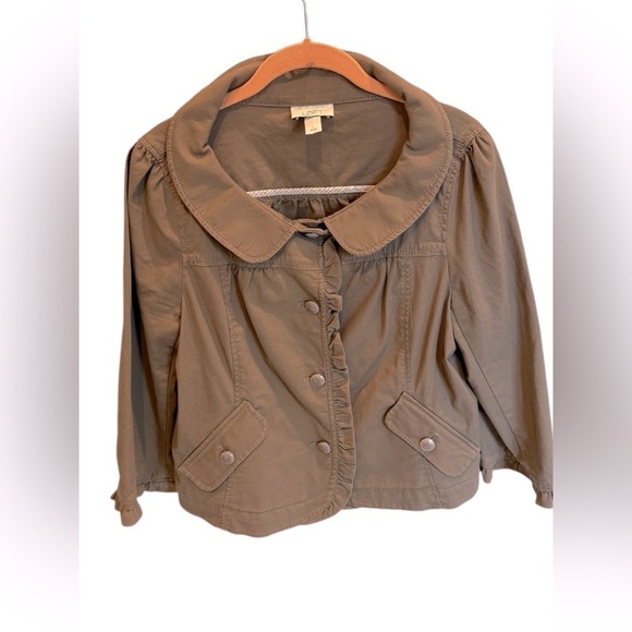 LOFT Jackets & Blazers - Ann Taylor Loft Ruffle Trim Sweetheart Lightweight Jacket Blazer Brown Large